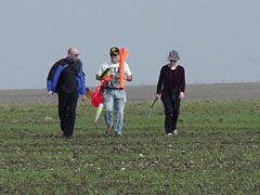 George walking back with his rocket