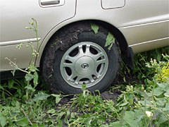 mud covered tires