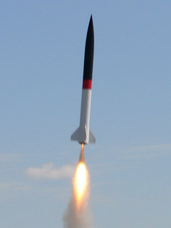 close-up of the Patriot in flight