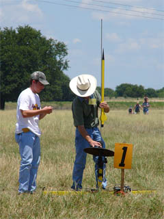 David Hailey preparing his rocket